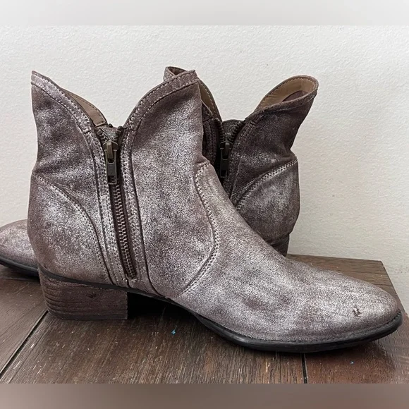 Seychelles Lucky Penny Metallic Pewter Boots Booties Womens size 10 - Picture 5 of 9